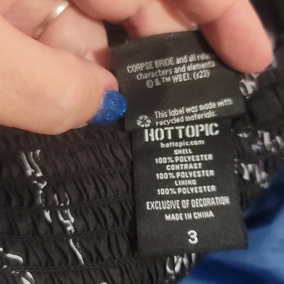 HOT TOPIC Corpse Bride goth punk rib cage lace up plus size dress blue black 24 - Picture 3 of 6